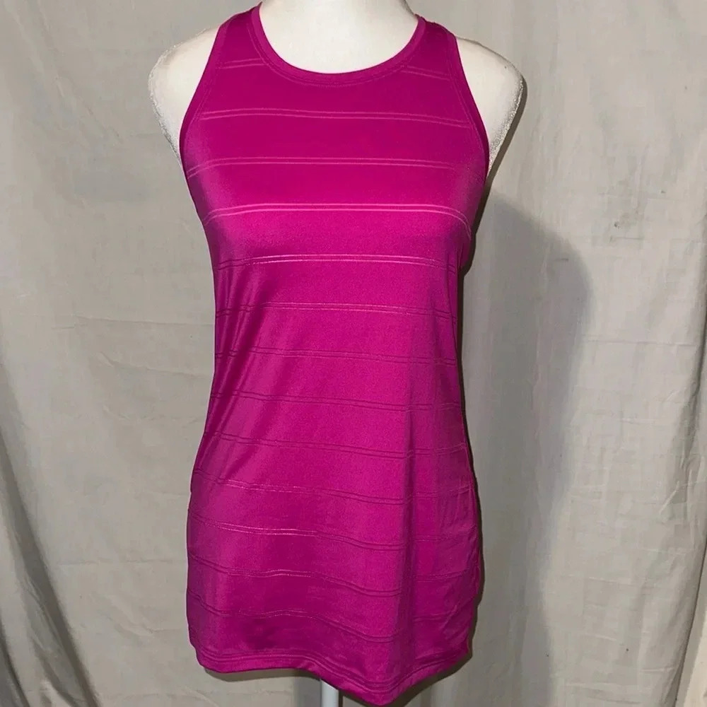 bright pink Athleta mesh stripe racerback tank top size xs